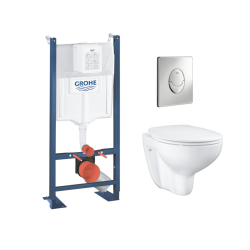 Pack WC Rapid SL autoportant + cuvette Bau Ceramic sans bride + plaque Skate Air chrome (ProjectBau-2)