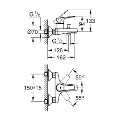 BauFlow Mitigeur de baignoire 1/2", chrome (23601000)