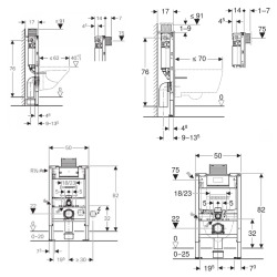 Duofix Omega bâti-support pour WC suspendu, H82, pour cloison légère (111.003.00.2)