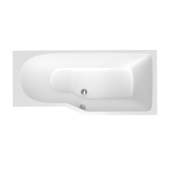 160x80 cm Beata Plus baignoire bain douche asymétrique en acrylique positionnement droite, sans pieds, blanc (BE1600PPLUS)