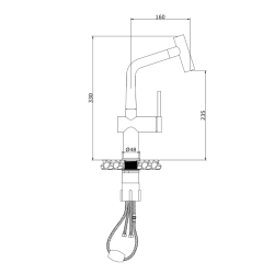  Timeless mitigeur d'évier à levier en acier inoxydable avec douchette extractible, monotrou, or brossé (TMLKF185BG)