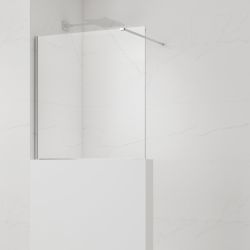 Walk-In 90x10 cm Paroi de douche fixe à l'italienne en verre, installation sur cloison abaissée (SATWIS90)