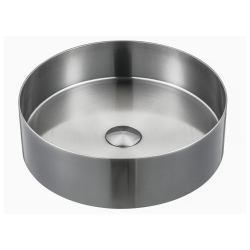 Aurum vasque à poser en acier inoxydable, 38 x 38 x 11 cm sans trop-plein + bonde, acier inoxydable brossé (SATAUR3838BS)