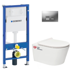 Geberit Pack WC Bati-support Geberit UP100 + WC sans bride Swiss Aqua Technologie + abattant ultra-fin