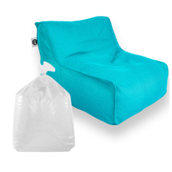Soo Santaï Set Daddy Cool fauteuil XL + polystyrène 100 x 90 x 70cm intérieur & extérieur, déhoussable et résistant aux UV, Bleu