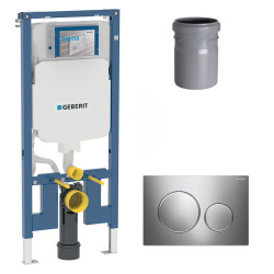 Duofix Pack Bâti-support extra-plat 114 cm UP720, gain de place + Plaque Sigma20, Chrome (111.796.00.1-F)