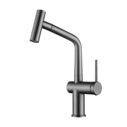 Ceramia Timeless mitigeur d'évier à levier en acier inoxydable avec douchette extractible, monotrou, gun metal brossé (TMLKF185BGM)