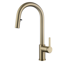 Ceramia Timeless mitigeur d'évier à levier en acier inoxydable avec douchette extractible, monotrou, or brossé (TMLKF285BG)