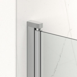 Fusion Portes de douche acces en angle pivotantes 80x80cm anticalcaire avec profilés chrome brillant (SATFUD8080-SET)