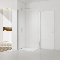 Swiss Aqua Technologies Fusion Portes de douche acces en angle pivotantes 100x100cm anticalcaire avec profilés chrome brillant (SATFUD100100-SET)