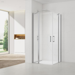 Swiss Aqua Technologies Fusion Portes de douche acces en angle pivotantes 100x80cm anticalcaire avec profilés chrome brillant (SATFUDP10080-SET)