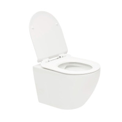 S-Line Pro WC suspendu sans bride avec abattant SoftClose et fixations invisibles, montage encastré, blanc (WC01R)