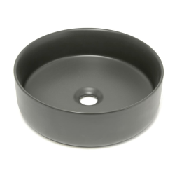 Mood vasque à poser ronde 36x36 cm sans trou de robinetterie ni trop-plein, gris foncé (SATM3636DGRM)