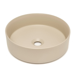 Mood vasque à poser ronde 36x36 cm sans trou de robinetterie ni trop-plein, beige (SATM3636KM)
