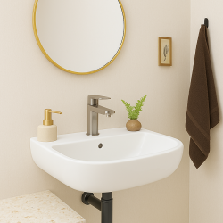 Kheops Lavabo monotrou en porcelaine vitrifiée, avec trop-plein,  600 x 190 x 460 mm, blanc (P098401)