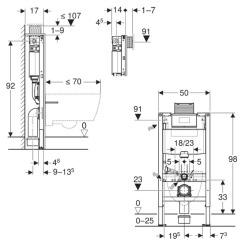 Duofix bâti-support à encastrer pour WC suspendu, hauteur 112 cm, installation sur cloison légère (111.030.00.2)