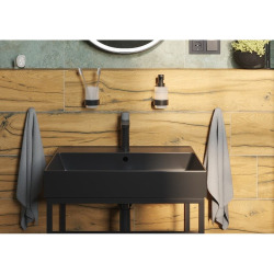 Project porte-verre,6,8 cm de large, fabriqué en métal et verre, noir (SATDPROJ27MC)