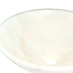 Lavabo à poser Kit Purity 43x43 cm en marbre blanc sans trou de robinetterie, sans trop-plein SATPURWH