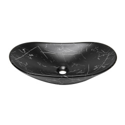 SAT Infinitio lavabo à poser 61,5x36 cm marbre noir mat, sans trop-plein (SATINF61536MRBKM)