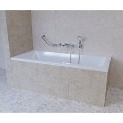 Poignée de baignoire murale Multi 42 cm forme coudée avec porte-savon, inox (MAD501ENRZ)