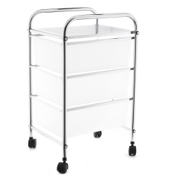 Optima Chariot multifonction à roulettes avec trois tiroirs amovibles et facilement lavables, chrome (POJVOZ3ZASUV)