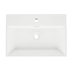 Swiss Aqua Technologies Cube Way 60x42 cm lavabo suspendu en céramique avec trou pour robinetterie au milieu, sans siphon ni mitigeur, blanc (SATCW6042)