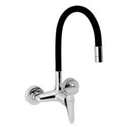 Novaservis Mélangeur évier Novaservis Titania Iris Nouveau avec poignée silicone 150 mm noir-chrome 94480,0C