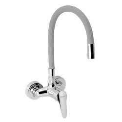 Mélangeur évier Novaservis Titania Iris Nouveau avec poignée silicone 100 mm gris argenté-chrome 94484,0S