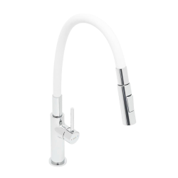  Mélangeur évier SAT avec bras en silicone blanc/chrome SATBSD290B2F