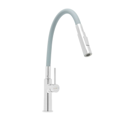  Mitigeur d'évier SAT avec bras en silicone gris/chrome SATBSD290S2F