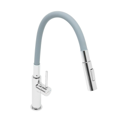 Siko Mitigeur d'évier SAT avec bras en silicone gris/chrome SATBSD290S2F