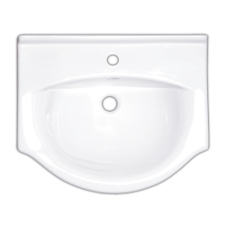 Naturel Pro 61x51 cm lavabo suspendu en céramique avec un trou pour mitigeur au milieu, sans siphon ni mitigeur, blanc (HA5660)