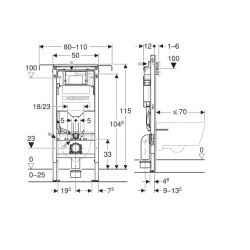 Duofix bâti-support WC suspendu pour paroi légère, hauteur 112 cm (111.350.00.6)