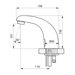  Sanela mitigeur de lavabo automatique sur pied avec capteur, chrome (SLU02N)