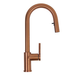 Timeless mitigeur d'évier à levier en acier inoxydable avec bec extractible, monotrou, cuivre brossé (TMLKF185BCP)