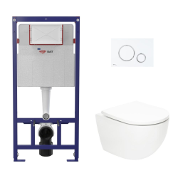 Pack WC bâti ECO 2L Swiss Aqua Technologies + cuvette suspendu Swiss Aqua Technologies + plaque blanche (STESTFUWT04-FR)