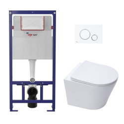 Pack WC bâti ECO 2L Swiss Aqua Technologies + cuvette suspendu Swiss Aqua Technologies + plaque blanche (STESTINWR04-FR)