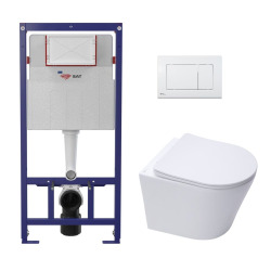Pack WC bâti ECO 2L Swiss Aqua Technologies + cuvette suspendue Swiss Aqua Technologies + plaque blanche (STESTINWR01-FR)