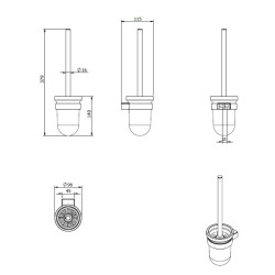 Project brosse WC fabriqué en métal et verre, noir (SATDPROJ37MC)
