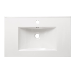 Modena 81x46 cm lavabo en céramique avec trou pour robinetterie au milieu, blanc brillant (M8046)