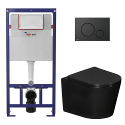 Swiss Aqua Technologies Pack WC bâti-support léger 112 cm ECO 2L Swiss Aqua Technologies + WC suspendu Ceramia + plaque noir mat (STECE14BMT01-FR)