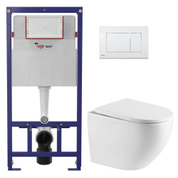Pack WC bâti support ECO 2L Swiss Aqua Technologies + plaque blanche (STEST67WR01-FR)