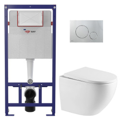 Pack WC bâti ECO 2L Swiss Aqua Technologies + cuvette suspendu Swiss Aqua Technologies + plaque chrome (STEST67WR05-FR)