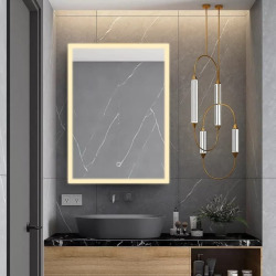 Feel 60x80 cm miroir suspendu rectangulaire avec éclairage LED 3 couleurs et capteur, blanc  (SATZFEELOBLED6080)