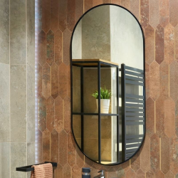 B-Way 60x120 cm miroir ovale, cadre en aluminium, noir (ZBWOV12060C)