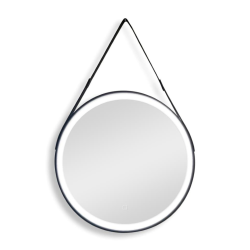 60x60 cm miroir rond avec éclairage LED et capteur, cadre en métal, noir (SATZREMLED60CE)