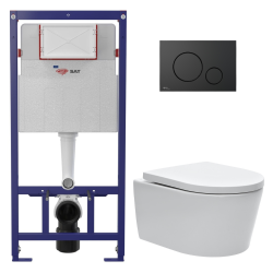 Swiss Aqua Technologies Pack WC bâti ECO 2L Swiss Aqua Technologies + WC suspendu Swiss Aqua Technologies + plaque noir mat (STESTBRWR02-FR)