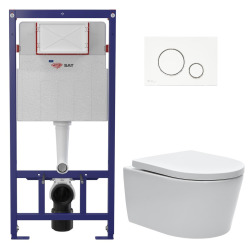 Pack WC bâti ECO 2L Swiss Aqua Technologies + WC suspendu Swiss Aqua Technologies + plaque blanc / chrome (STESTBRWR03-FR)