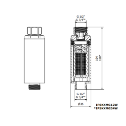 Adoucisseur d'eau Anticalcaire Antibacterien innovant IPS 100 Kalyxx MINI G 1/2" femelle (IPSKXMG12W)