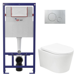 Pack WC bâti ECO 2L Swiss Aqua Technologies + cuvette suspendu Swiss Aqua Technologies + plaque chrome (STESTBRWT05-FR)